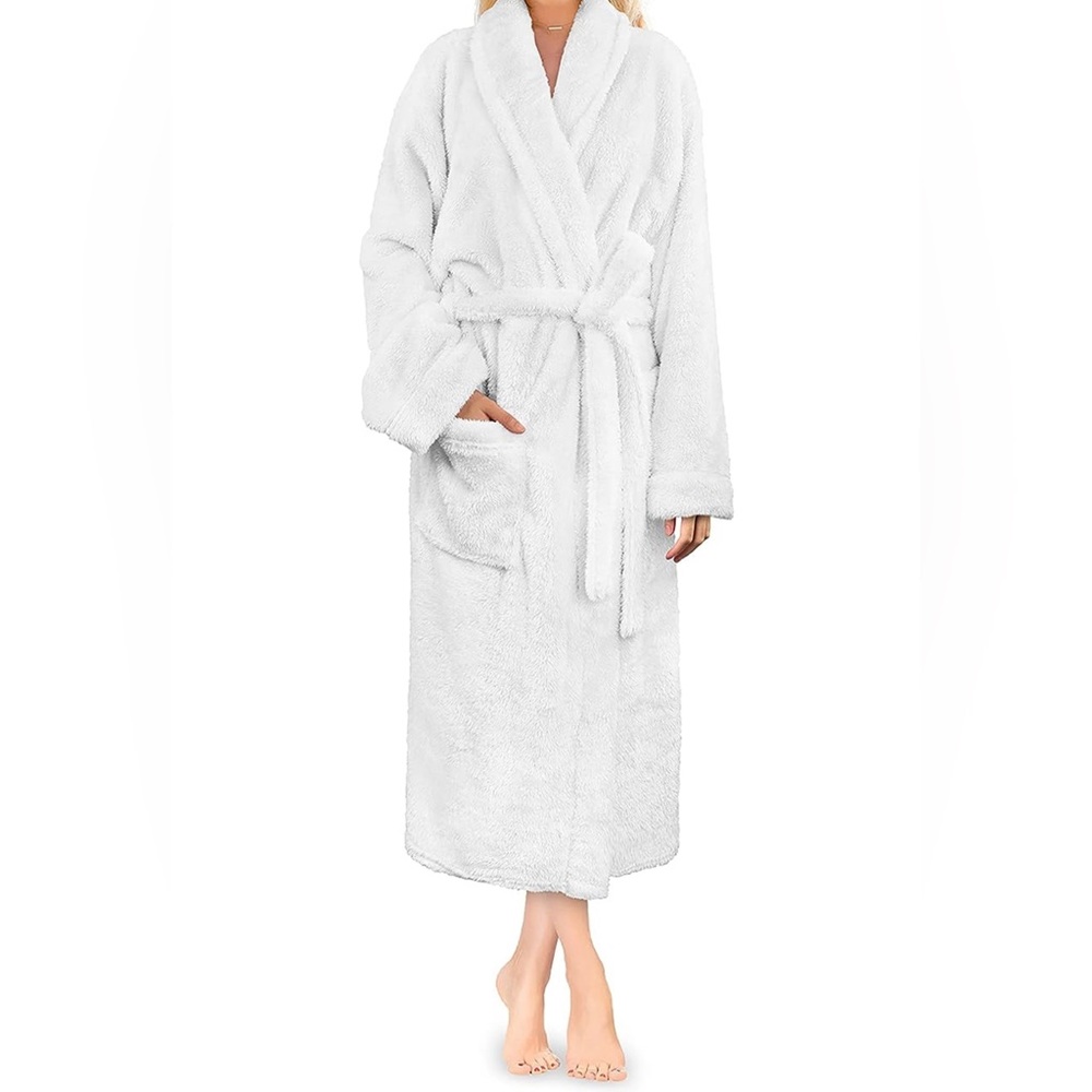 A little something white fluffy bath robe